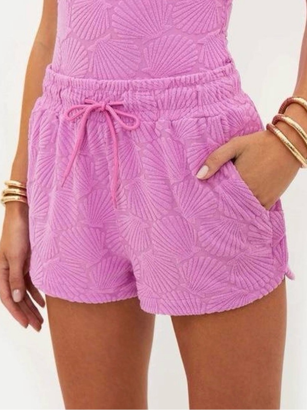 Beach Riot Women's Kiara Towel Terry Short in Shell Pink Size Small